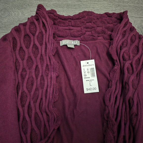 Roz & Ali Purple Open Front Cardigan NWT - Picture 4 of 7